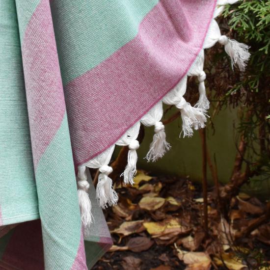 Fouta fushia doublée éponge 