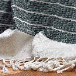 Fouta de luxe en lin verte