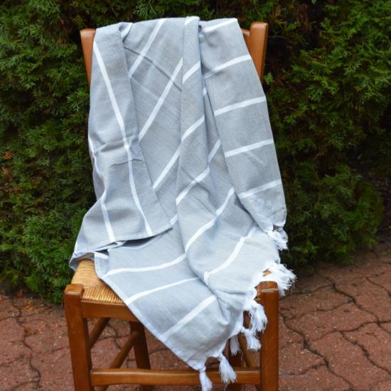 Fouta grise doublée éponge 