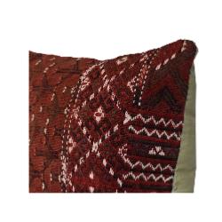 Coussin Kilim Antique Rouge Motifs Noir Et Blanc