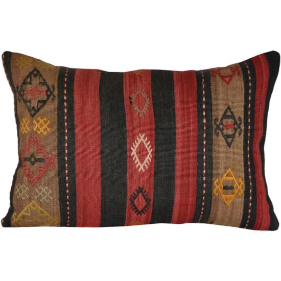 Coussin Nomade Vintage Rectangulaire Rayé Tricolore