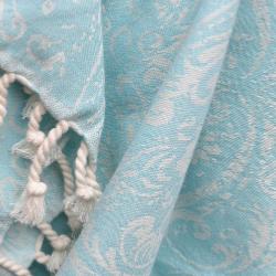 Fouta turquoise dessins décoratifs