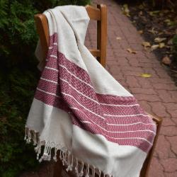 Fouta de luxe en lin motif rouge