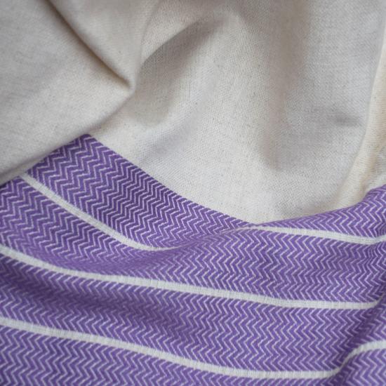 Fouta de luxe en lin mauve