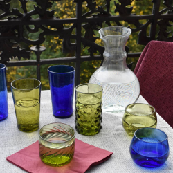 Verre à Eau Rayé Couleur Huile d'Olive