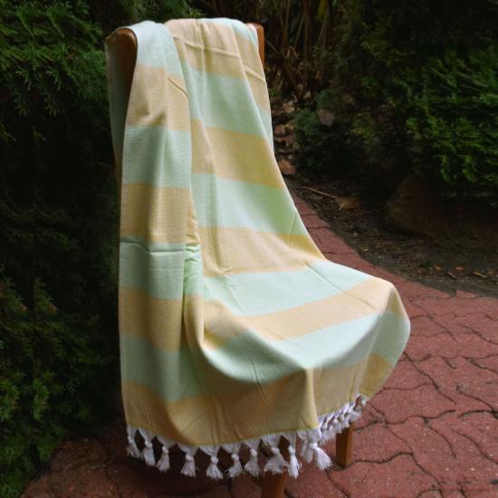 Fouta jaune doublée éponge 