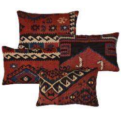 Coussin  Ethnique Vintage Rectangulaire Rouge Et Noir