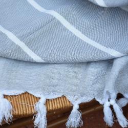 Fouta grise doublée éponge 