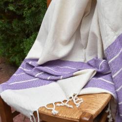 Fouta de luxe en lin mauve