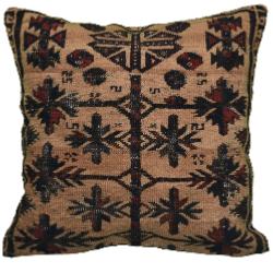 Coussin Nomade Antique Beige Motifs Noirs