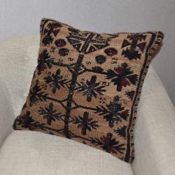 Coussin Nomade Antique Beige Motifs Noirs