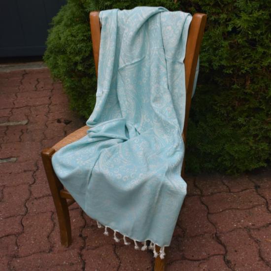 Fouta turquoise dessins décoratifs