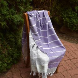 Fouta violette doublée éponge 