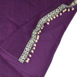 Fouta ethnique violette à pompons