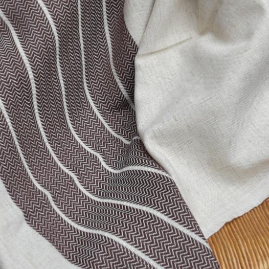 Fouta de luxe en lin motif marron