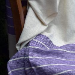 Fouta de luxe en lin mauve