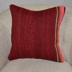 Coussin  Kilim Antiques Rouge Avec Rayures
