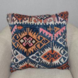 Coussin  Ethnique Vintage Losanges Couleurs Vives