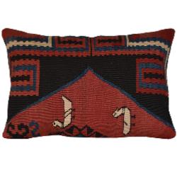 Coussin  Ethnique Vintage Rectangulaire Rouge Et Noir