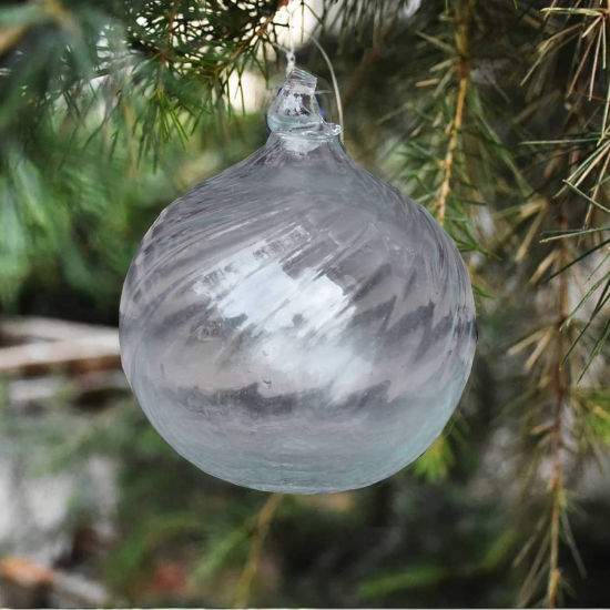 Grande Boule de Noël Rayée Couleur Smoky