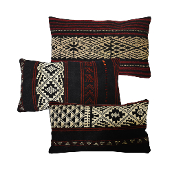 Coussin Nomade Syrien rectangulaire rayures multicolores