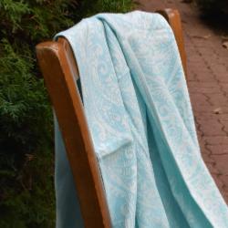 Fouta turquoise dessins décoratifs