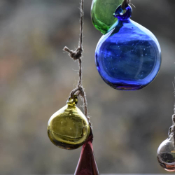 Grande Boule de Noël Rayée Bleu