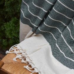 Fouta de luxe en lin verte
