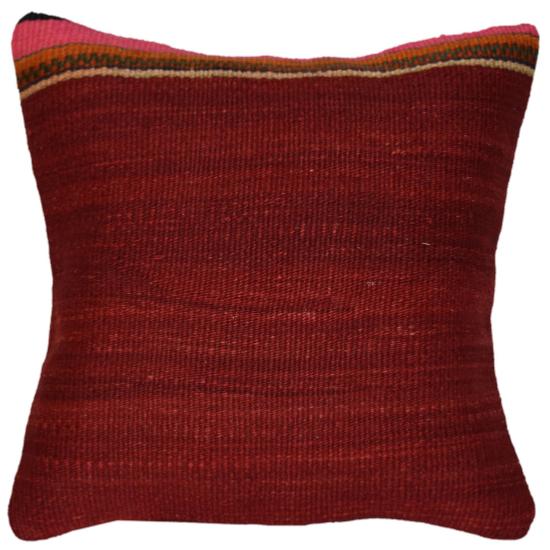 Coussin  Kilim Antiques Rouge Avec Rayures