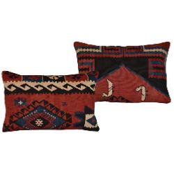 Coussin  Ethnique Vintage Rectangulaire Rouge Et Noir