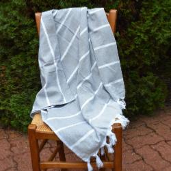 Fouta grise doublée éponge 