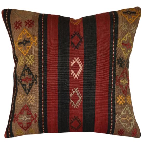 Coussin Nomade Vintage Rayé Tricolore