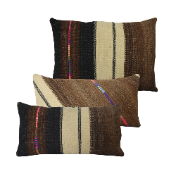 Coussin Nomade Syrien carré rayures multicolores