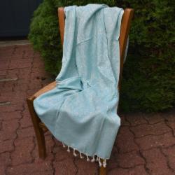 Fouta turquoise dessins décoratifs
