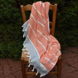 Fouta orange doublée éponge 