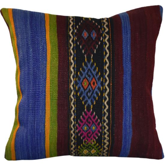 Coussin Nomade Vintage Rayé Couleurs Vives