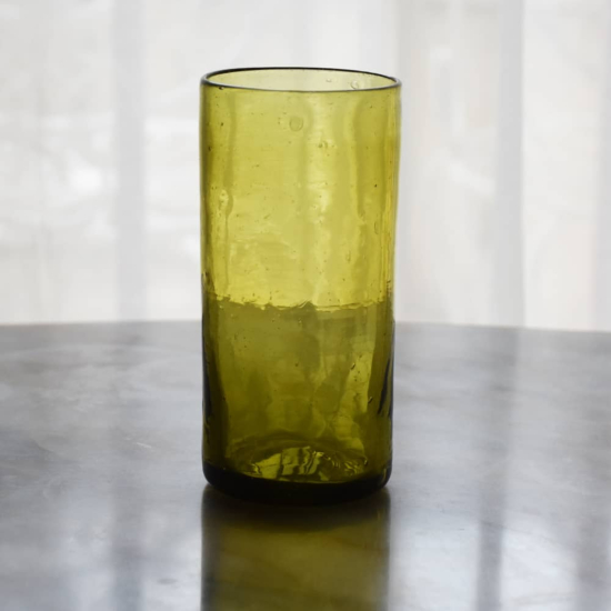 Verre à Eau Droit Couleur Huile d'Olive