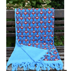 Fouta turquoise doublée éponge 