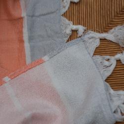 Fouta orange doublée éponge 