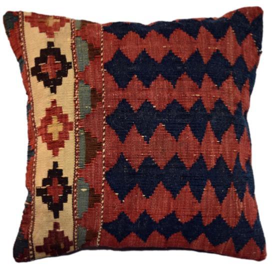 Coussin Kilim Antique Losanges Bleues Marine