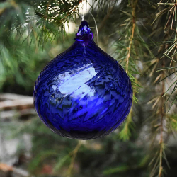 Grande Boule de Noël Rayée Bleu