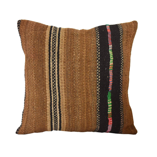 Coussin Nomade Syrien carré rayures multicolores