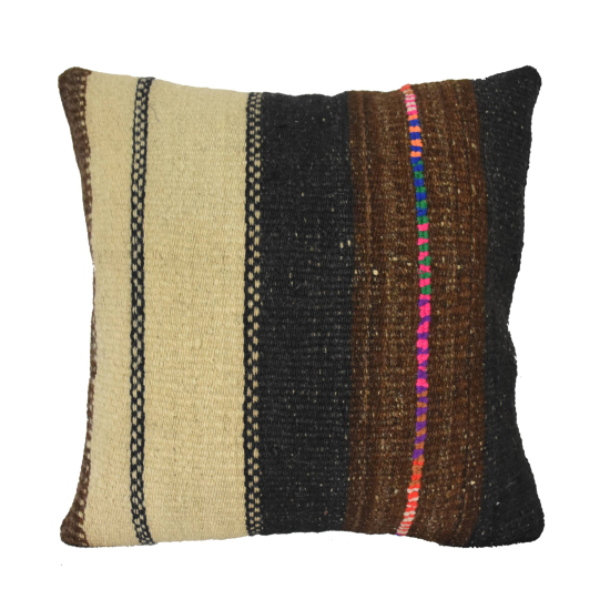 Coussin Nomade Syrien carré rayures multicolores