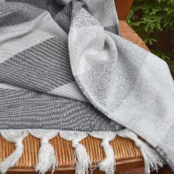 Fouta grise doublée éponge 