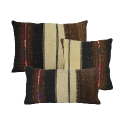 Coussin Nomade Syrien carré rayures multicolores