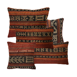 Coussin Nomade Syrien rectangulaire rayures multicolores