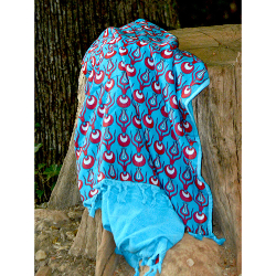 Fouta turquoise doublée éponge 