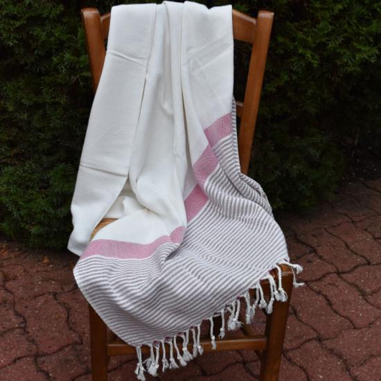 Fouta nomade bordure rose