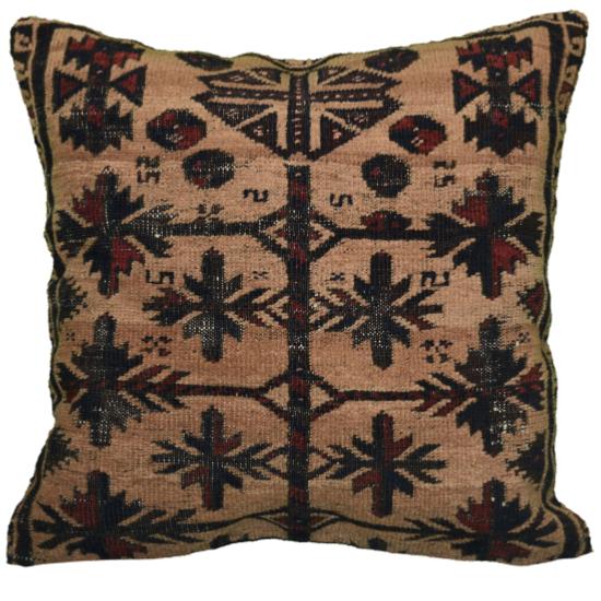 Coussin Nomade Antique Beige Motifs Noirs