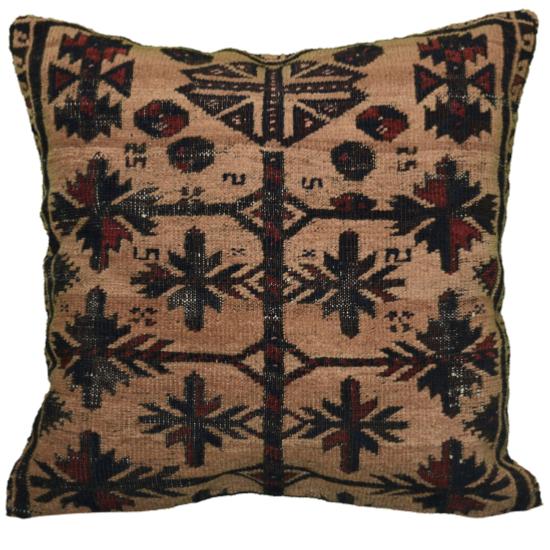 Coussin Nomade Antique Beige Motifs Noirs